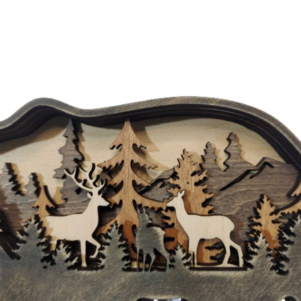 Forest Animal Wooden Tabletop Ornament with LED Light for Home Decoration_2