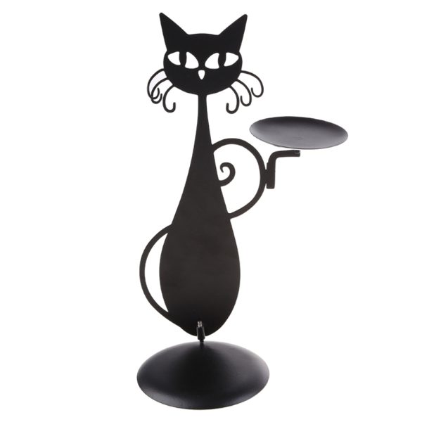 Vintage Black Cat Candle Holder for Pillars Candles Led Flameless Candles_0