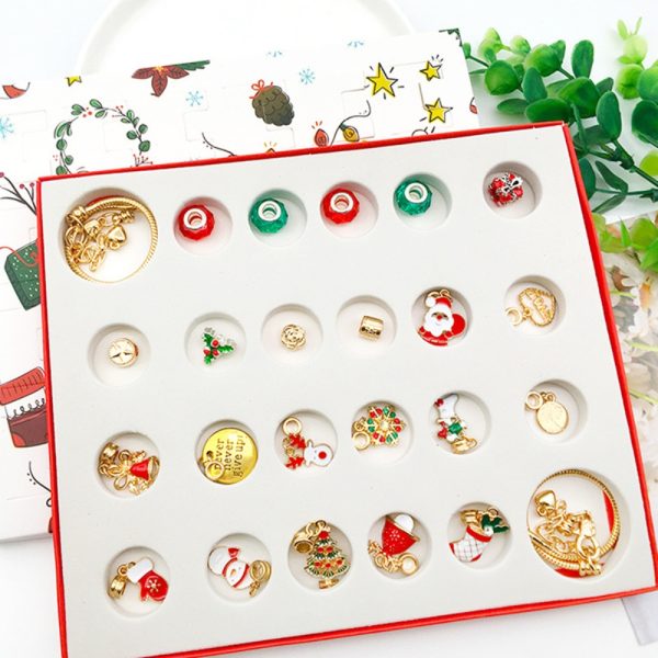 Surprise Blind Box Set 24 Countdown Calendar Advent Christmas Charms Bracelet Set DIY_3