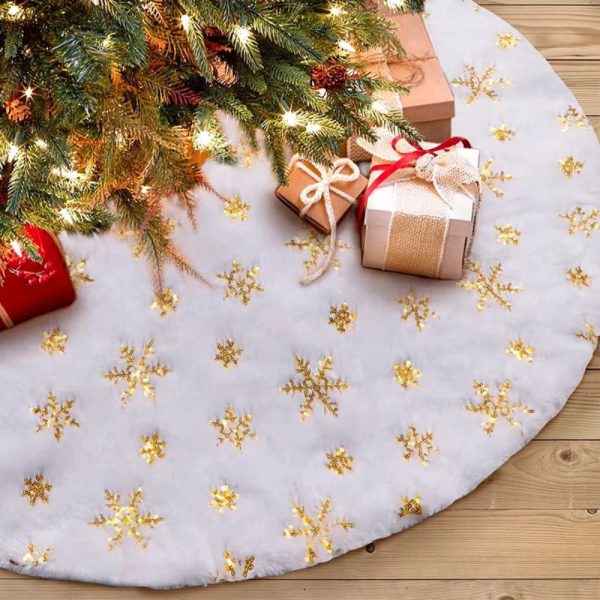 38CM White Snowflake Plush Christmas Tree Skirt_1