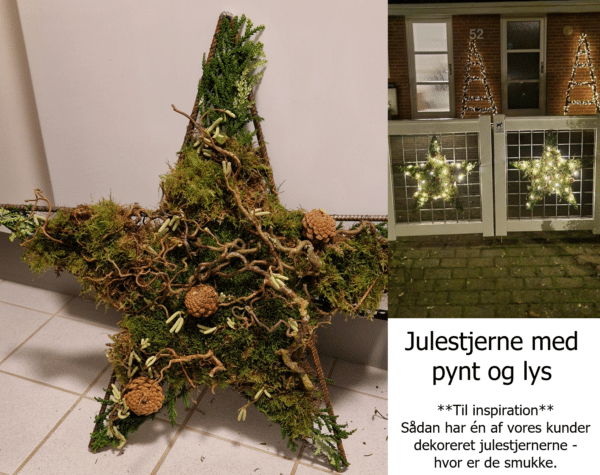 Stål Julestjerner med lys og pynt