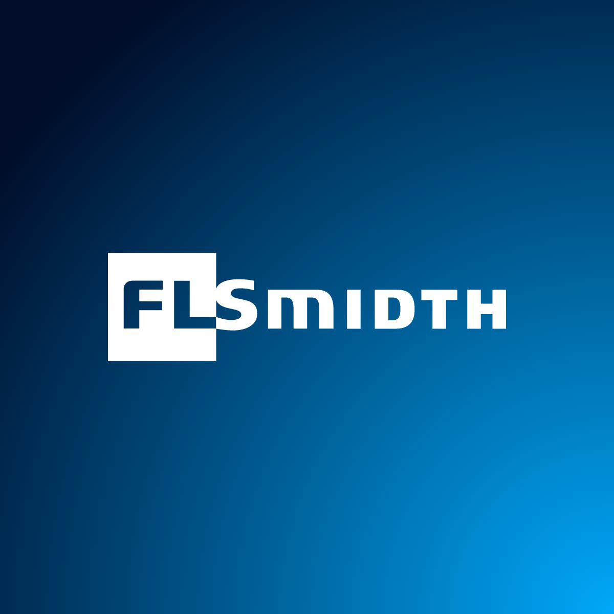 FLSmidth company logo with white text on a blue gradient background.
