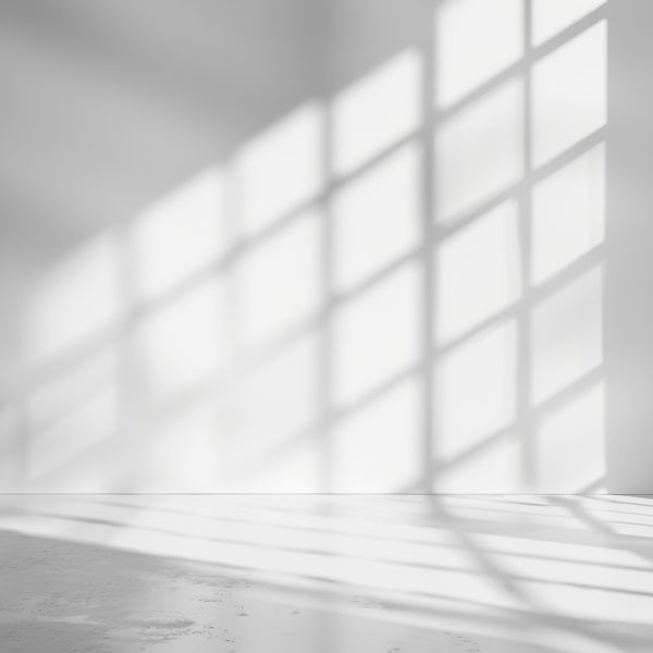 Abstract white studio background for product presentation Empty room with shadows of a window Display product with blurred backdrop