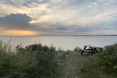 Solnedgang fra terrassen i august