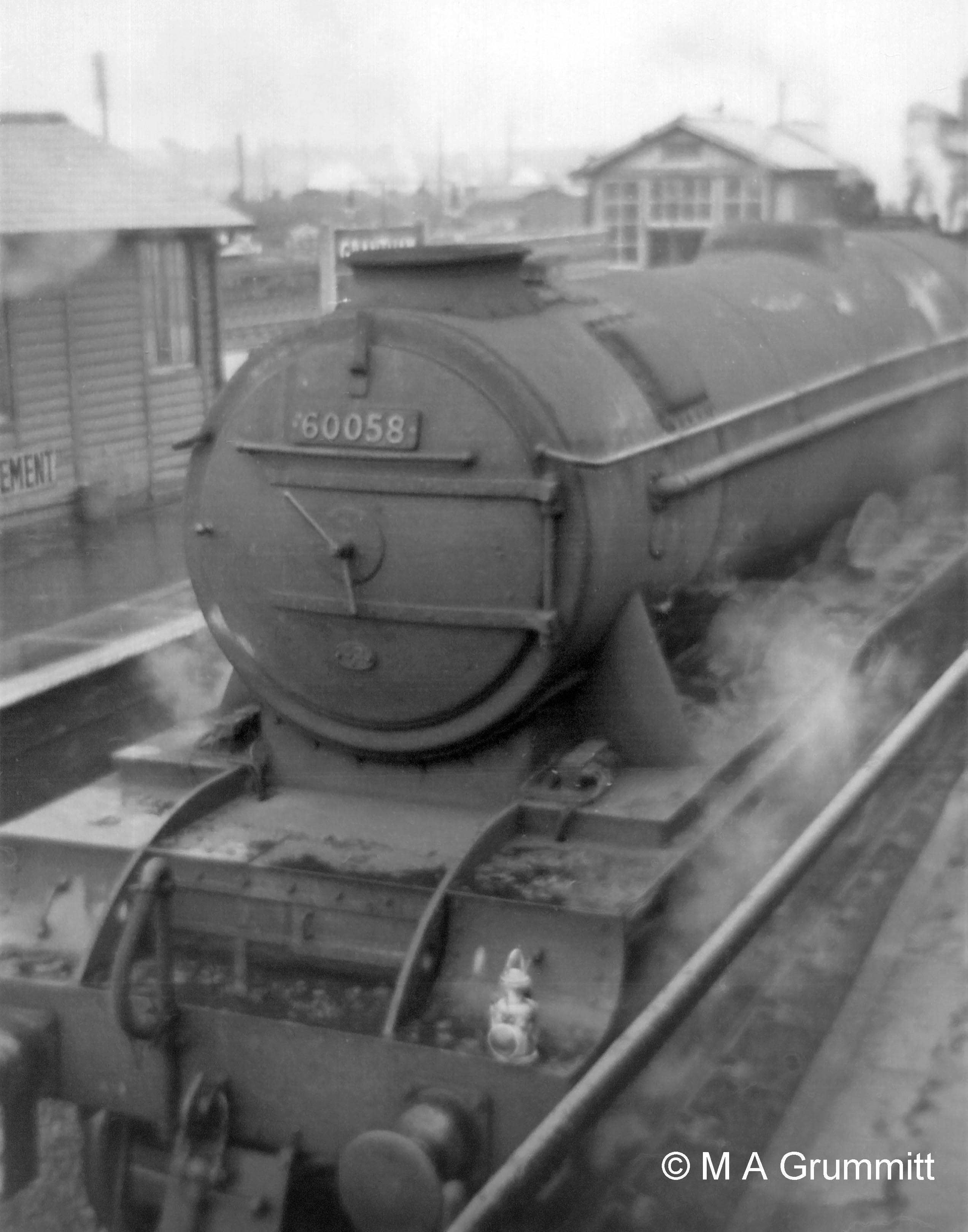 A3 No. 60058 Blair Athol passes the Yard Box windows on departure with a southbound train. Photograph by Mick Grummitt.