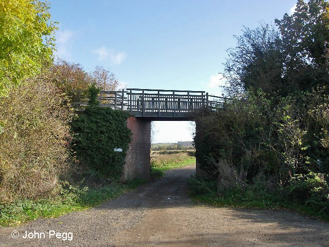 ...until we come to the site of Woolsthorpe Wharf, where Bridge No. 5 takes the cycle track over a lane. This is a lightweight bridge which uses the original railway abutments. The Dirty Duck pub (also known as The Rutland Arms) is over my left shoulder.