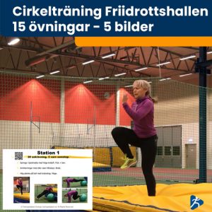 Bilder cirkelträning Hiit i friidrottshallen