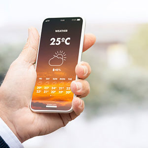mobile shows weather 25C