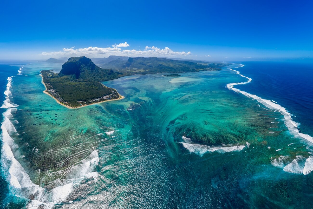 Mauritius Ocean Waterfall