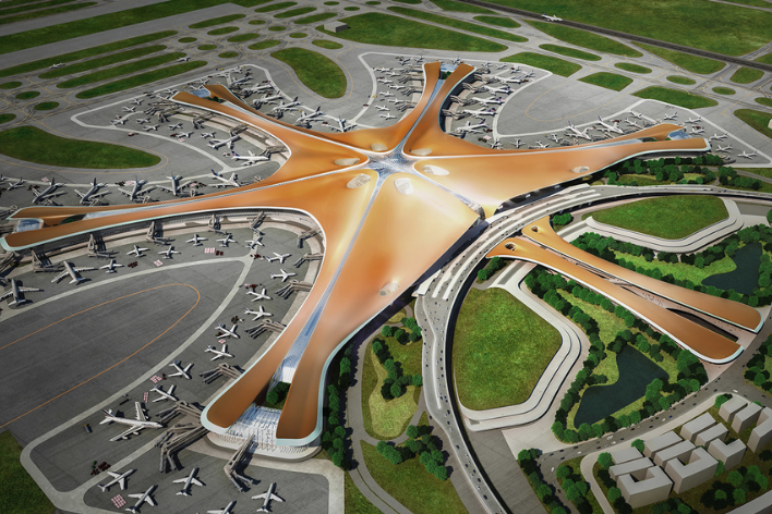 Beijings nye super-lufthavn Daxing International får sin rigtige ilddåb i forbindelse med nytårs-travlheden i denne uge. Daxing, der bl.a. består af verdens største terminal-bygning, kan håndtere 72 millioner passagerer om året. (Foto: Daxing International Airport).