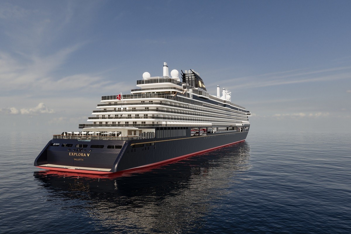 Explora V bliver det første krydstogtskib med forureningsfri brint-motor. (Foto: Explora Journeys / MSC)