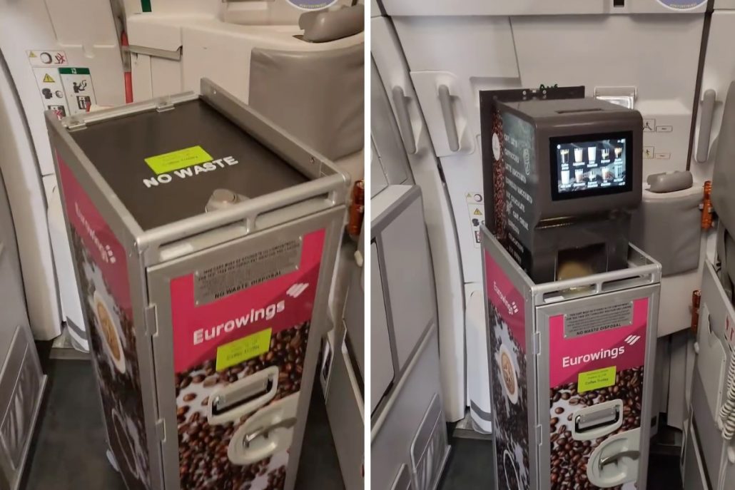Sådan ser Eurowings rullende kaffemaskine ud. (Foto: A Fly Guy´s Cabín Crew Lounge / Facebook)