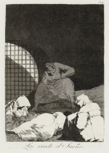Francisco Goya: ’Væk dem ikke, søvnen er måske deres eneste trøst’, fra serien Los Caprichos (lunerne), 1797-1798