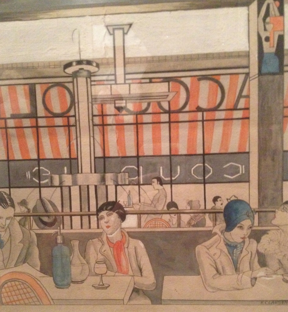 Franciska Clausen illustration med motiv fra café, ca. 1924