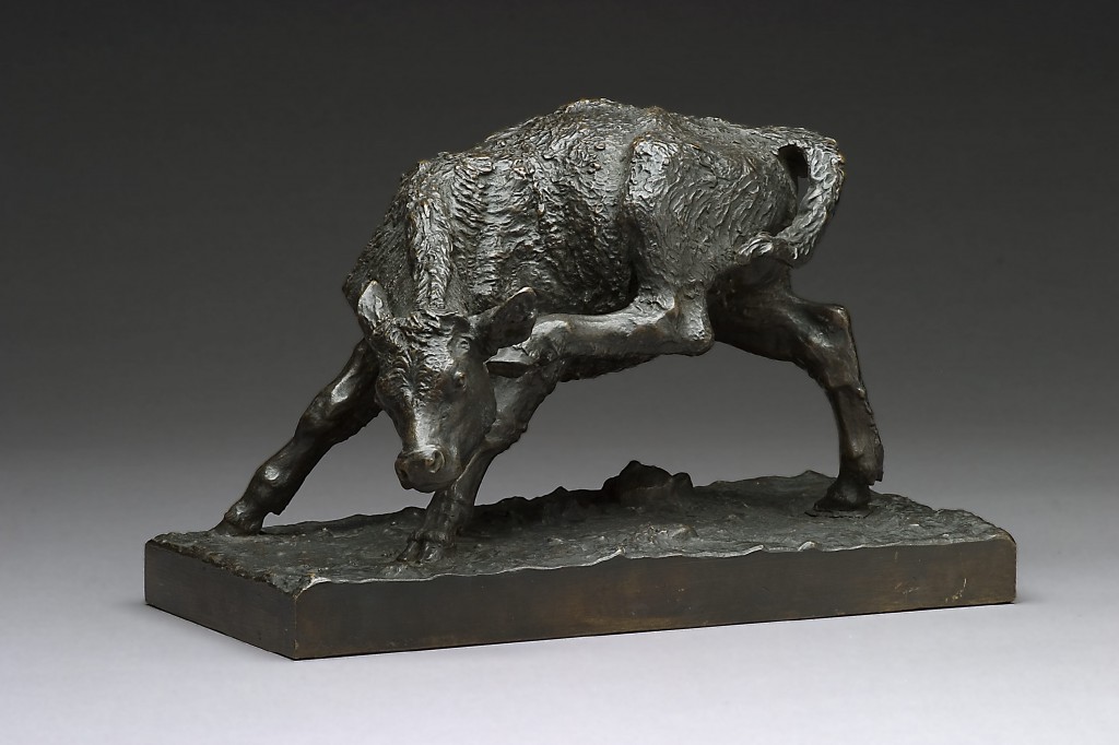 Anne Marie Carl-Nielsen: 'Kalv, der klør sig', 1887. Bronze. H. 18 cm. Carl Nielsen Museet. Foto: Niels Ulrich Hansen