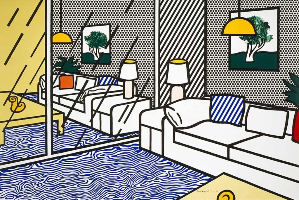 Roy Lichtenstein: 'Wallpaper with Blue Floor Interior', 1992. Collection of the Jordan Schnitzer Family Foundation. © Estate of Roy Lichtenstein / Gemini G.E.L.