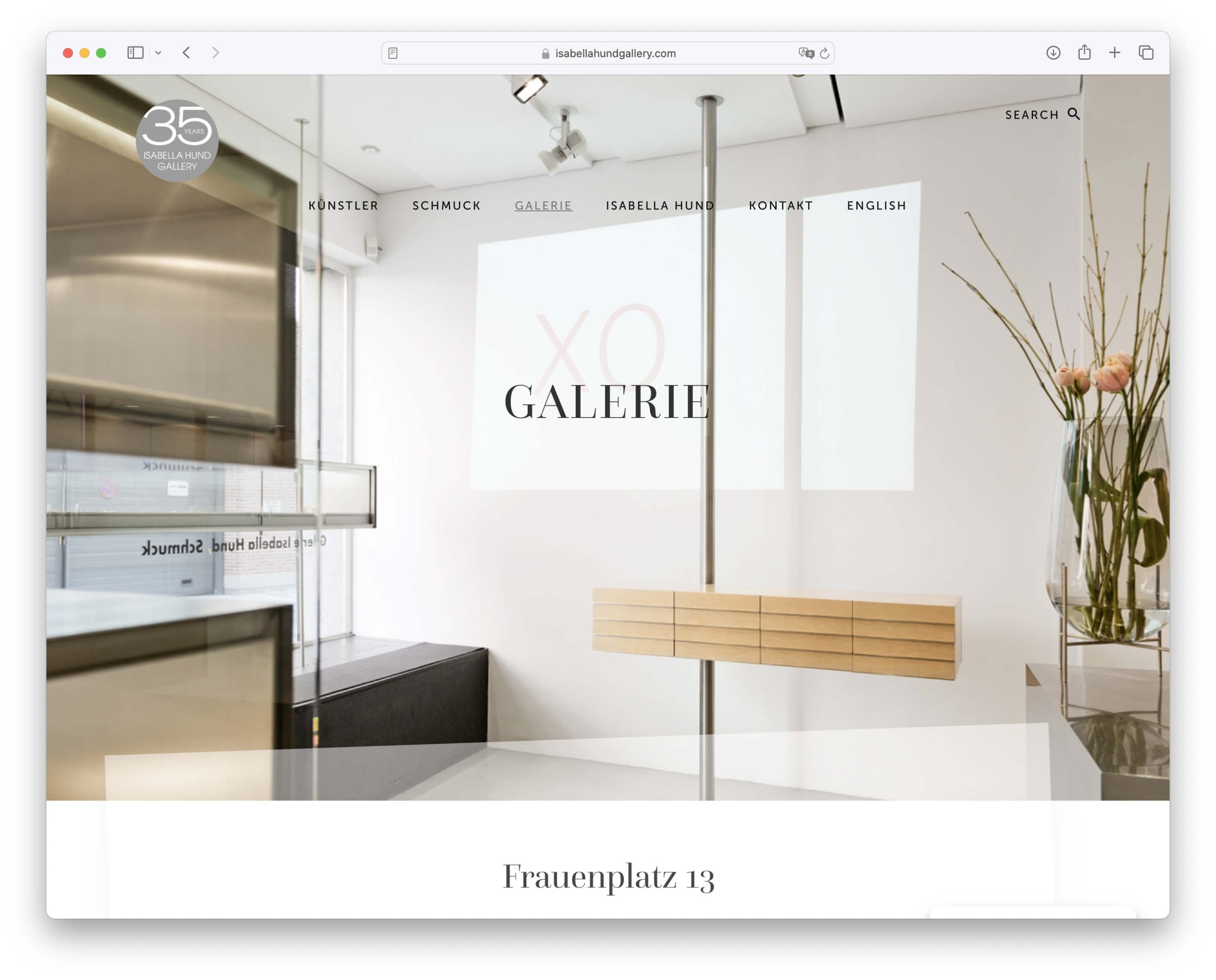 triptychon.design – Webdesign für Isabella Hund Gallery, München.