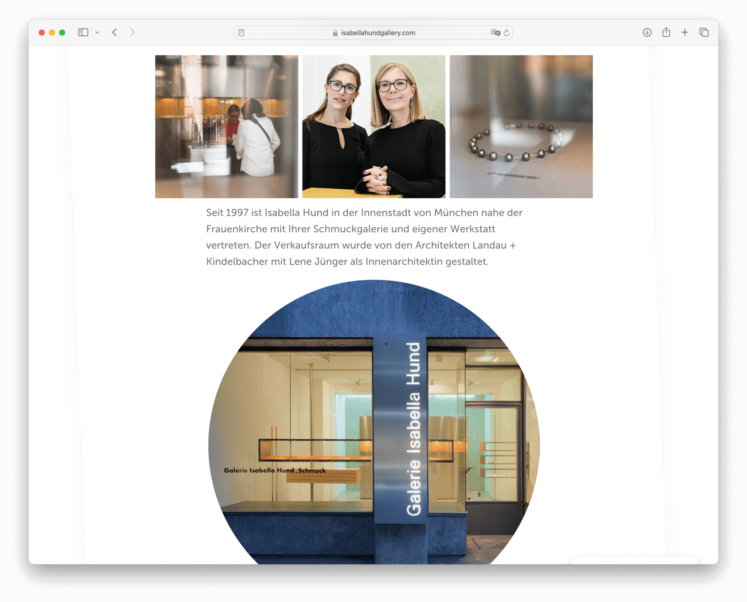 triptychon.design – Webdesign für Isabella Hund Gallery, München.