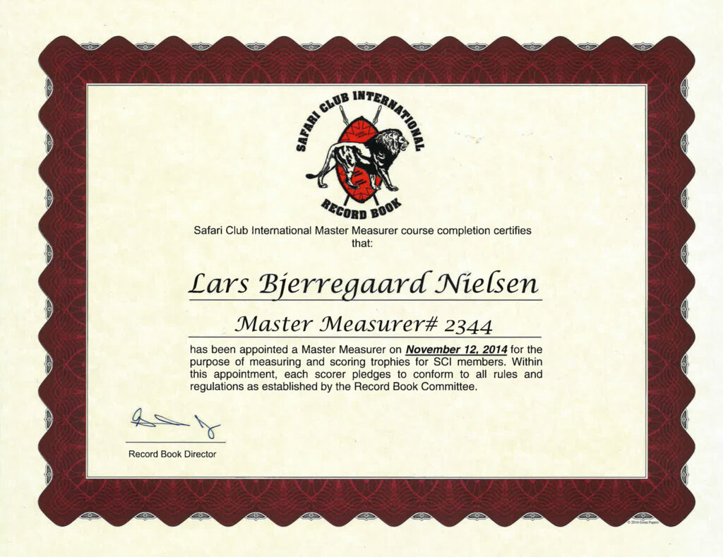 Master Measurer certificate
