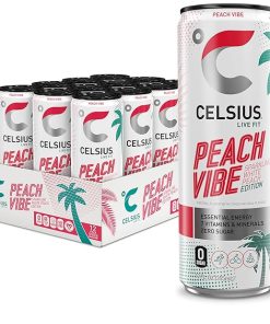 Celsius Peach Vibe Sparkling 12 x 355ml Blik