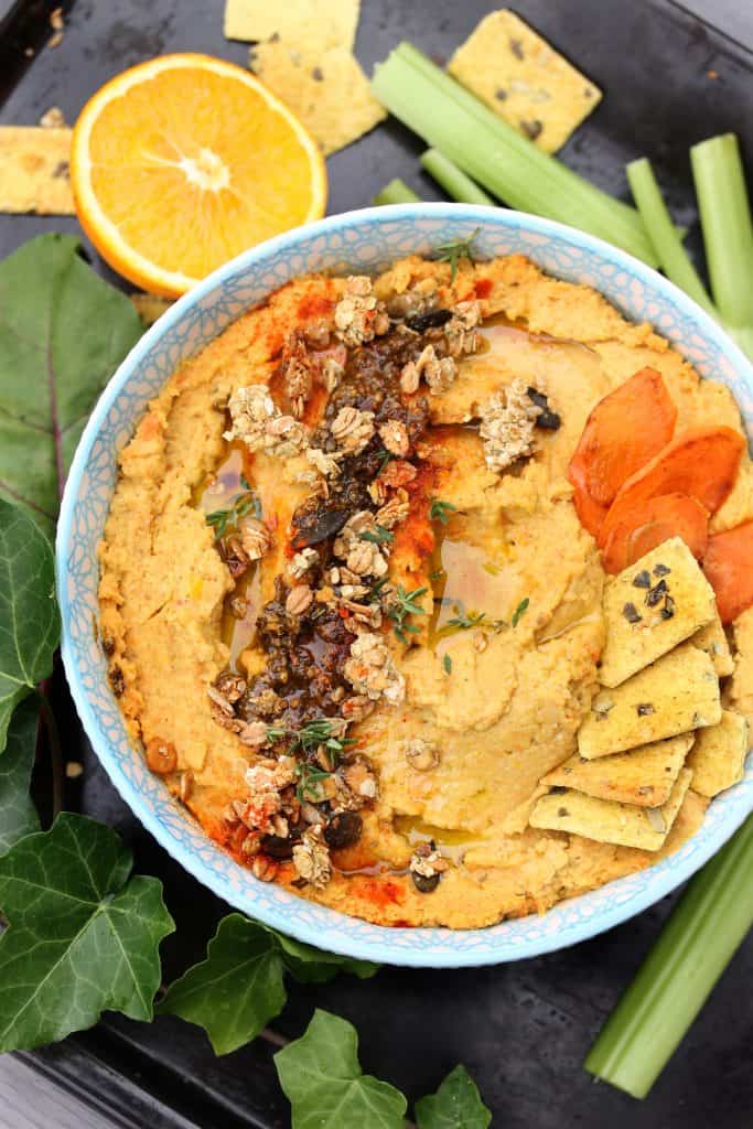 Honey Glazed Carrot Hummus- Truefoodsblog