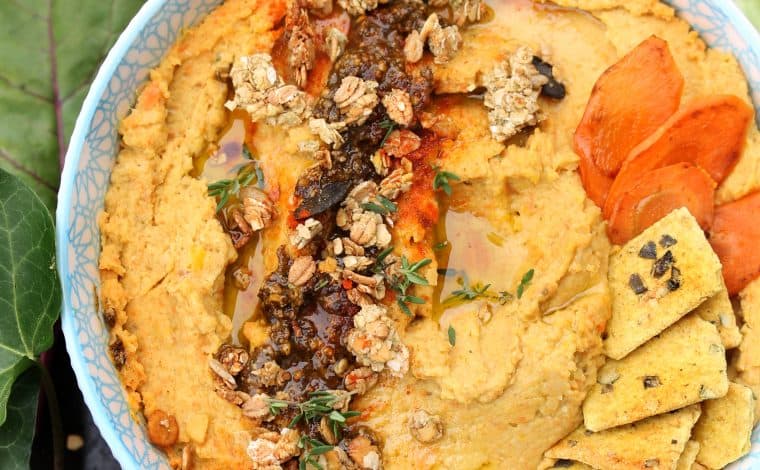 Honey Glazed Carrot Hummus- Truefoodsblog