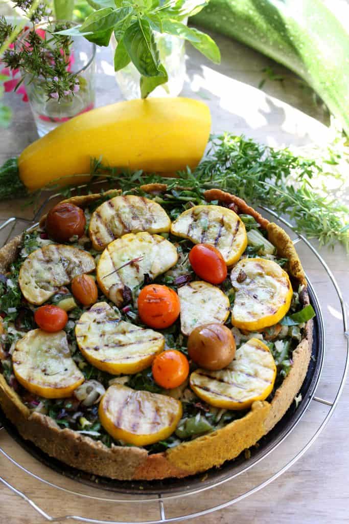 Colourful Grilled Garden Vegetables Herb Tart