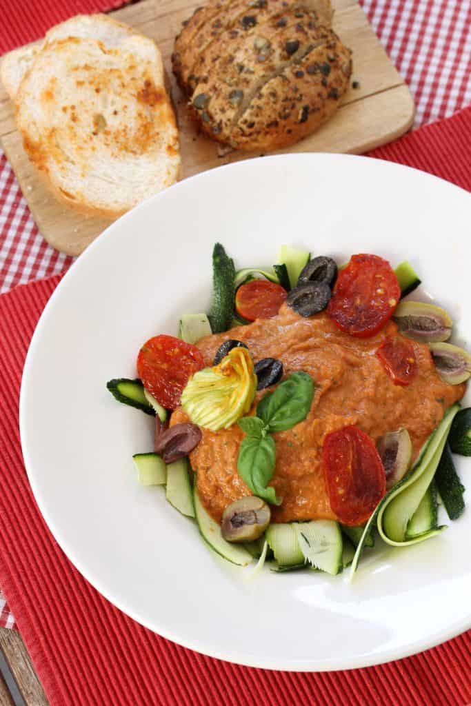 Creamy Grilled Red Pepper & Pilatitomatoe Sauce Zoodles - Truefoodsblog