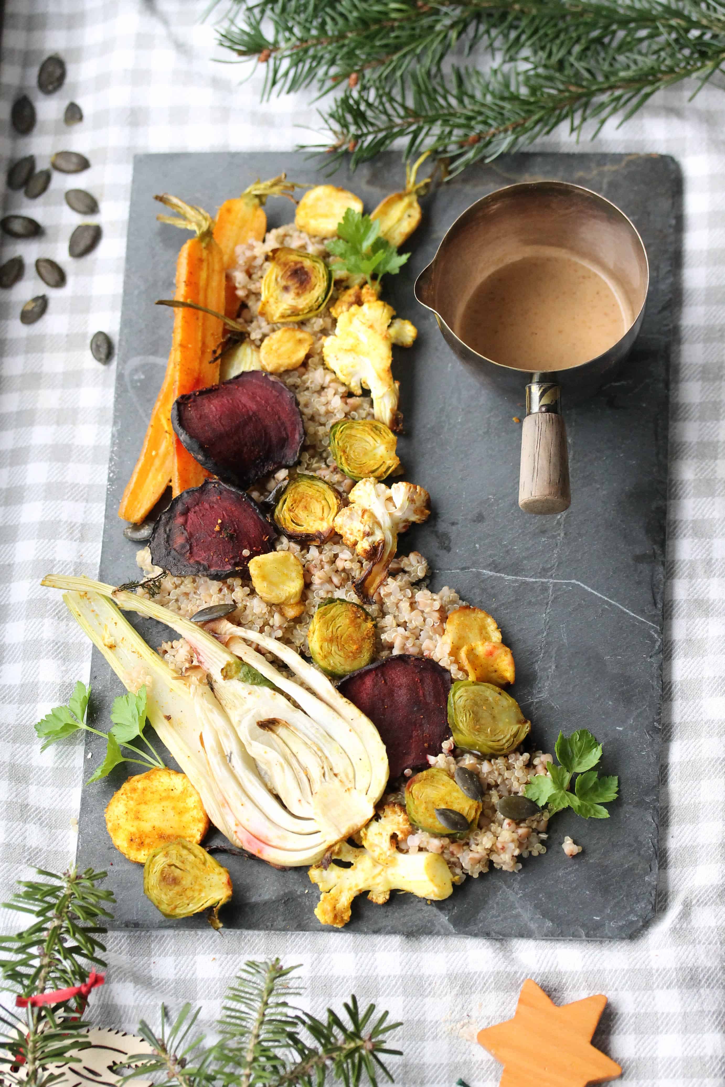 Vitamin Boost Bowl - Roasted veggies, grains & Peanut Maple Dressing