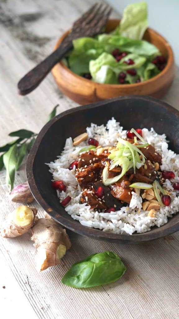 Korean Stir Fry Eggplant with Sesame Rice by Truefoodsblog