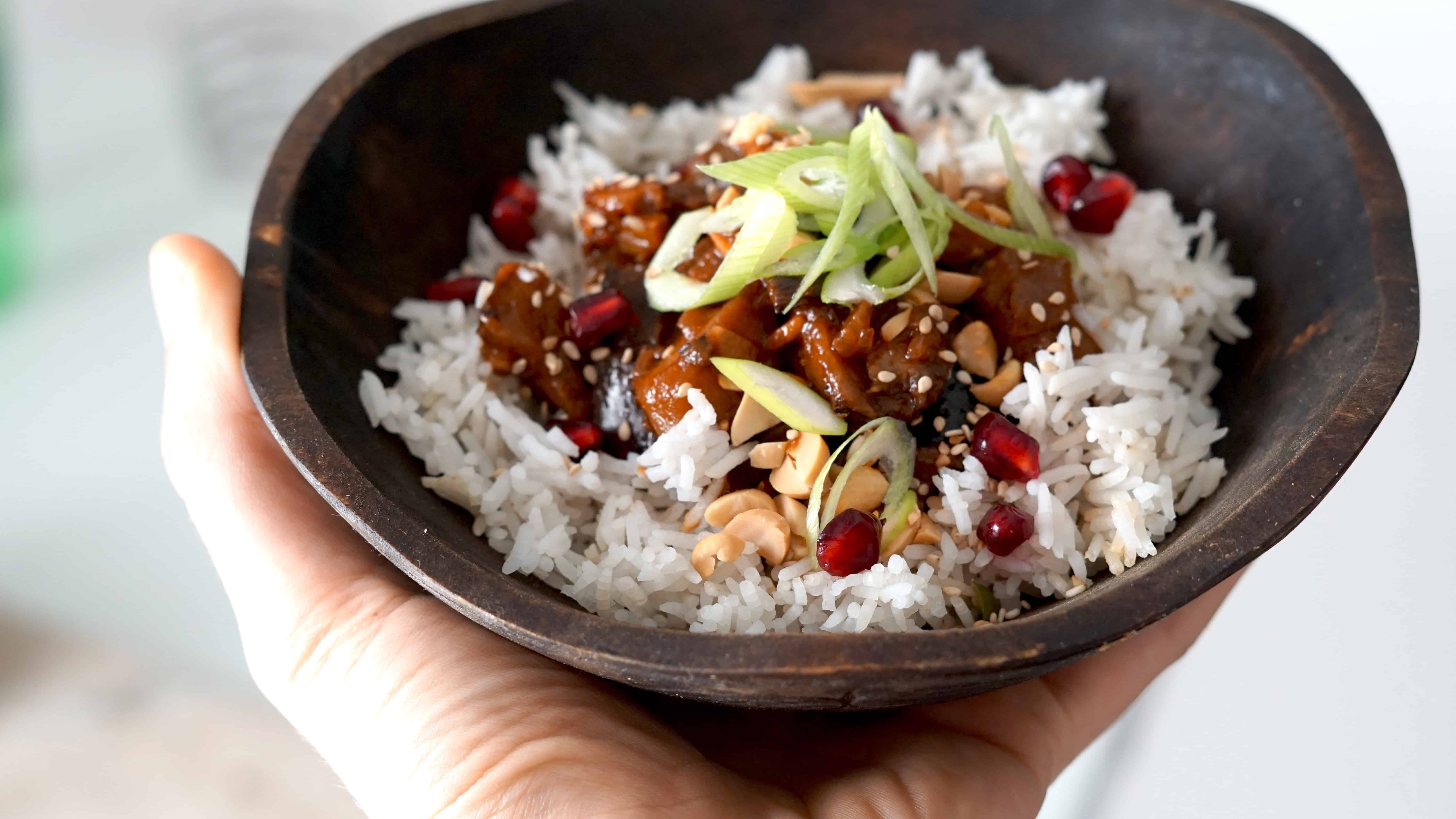 Korean Stir Fry Eggplant with Sesame Rice - True Foods Blog