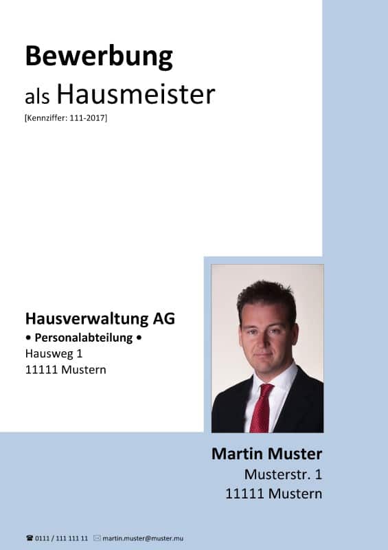 Kostenloses Bewerbungsdeckblatt für Hausmeister zum Download.