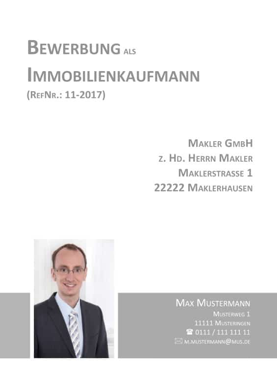 Kostenloses Deckblatt für die Bewerbung im OpenOffice Format .odt - Immobilienkaufmann / Kaufmann / Kauffrau / Kaufmann für Bürokommunikation oder Sachbearbeitung bzw. Verwaltung.