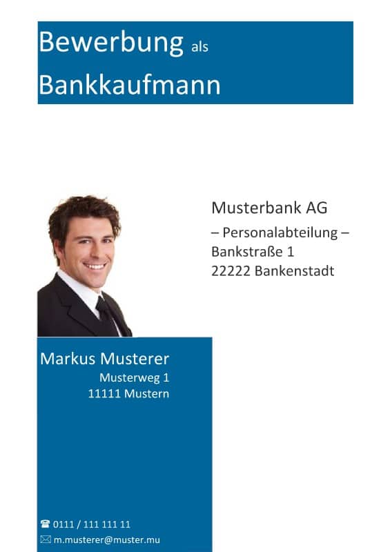 Kostenloses Deckblattmuster - Openoffice odt - Bankkaufmann / Bankkauffrau / Finanzberufe usw.
