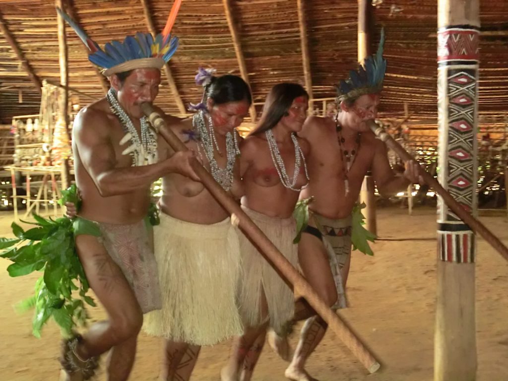 Indigenous dancing ritual Amazonas Manaus Brazil