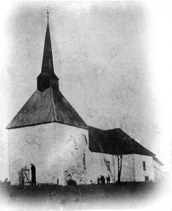 Gamle Tune kirke fotografert i 1860.