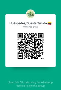 QR-code guests can scan if the want to enter the WhatsApp group of Tunido