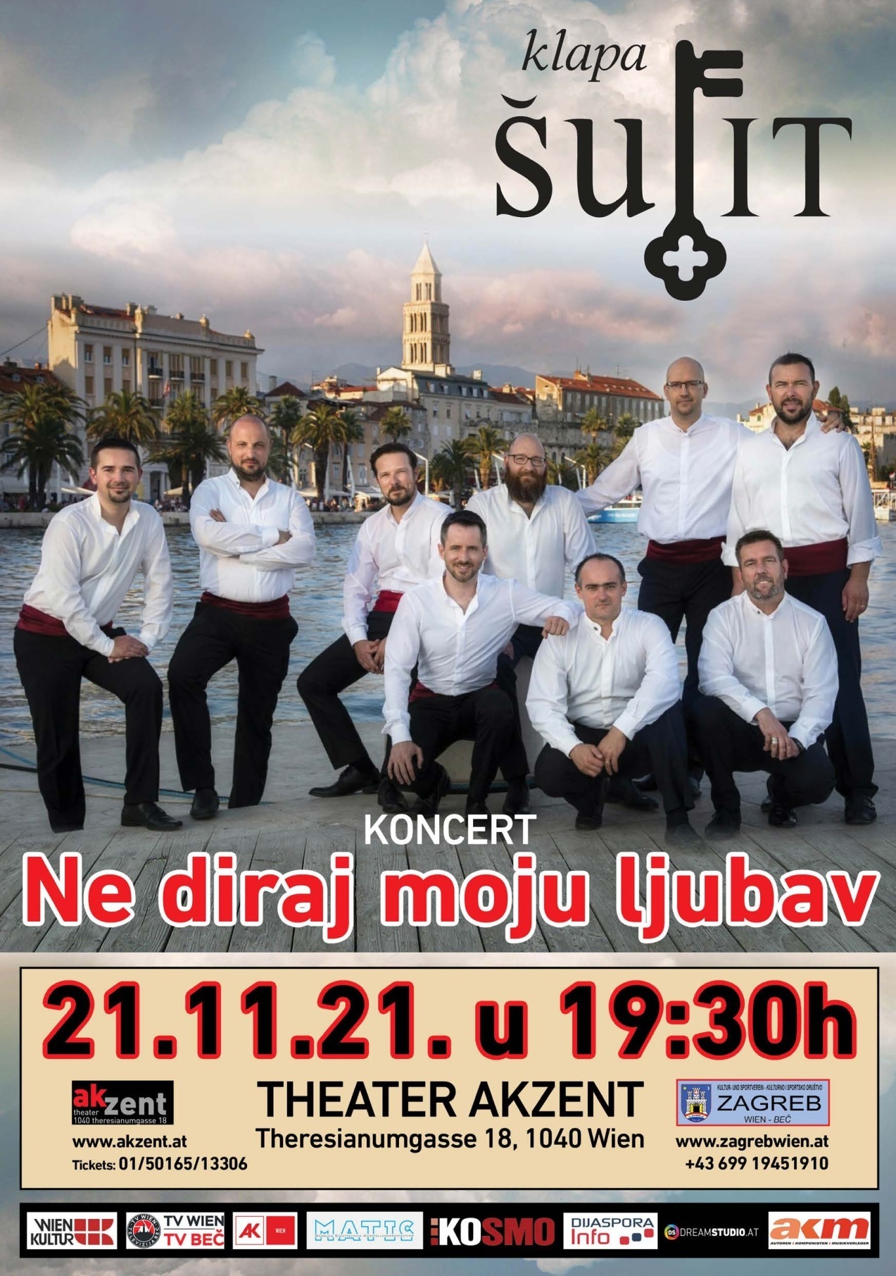 Koncert “Ne diraj moju ljubav”  klape ŠUFIT” 21.11.2021 kazalište Akzent 19.30