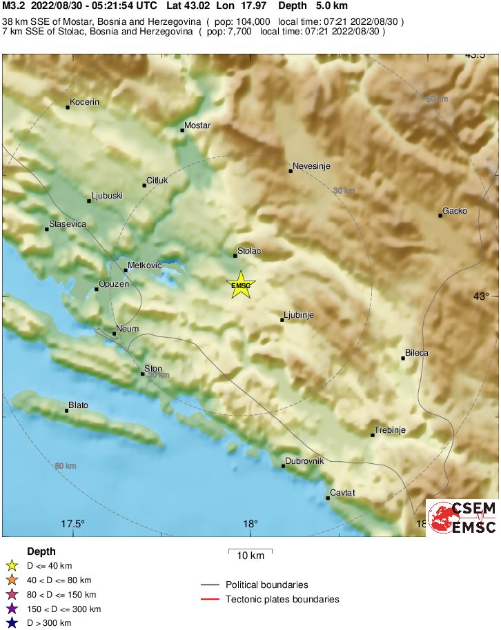 Potres magnitude 3,3 prema Richteru zatresao jug Hrvatske