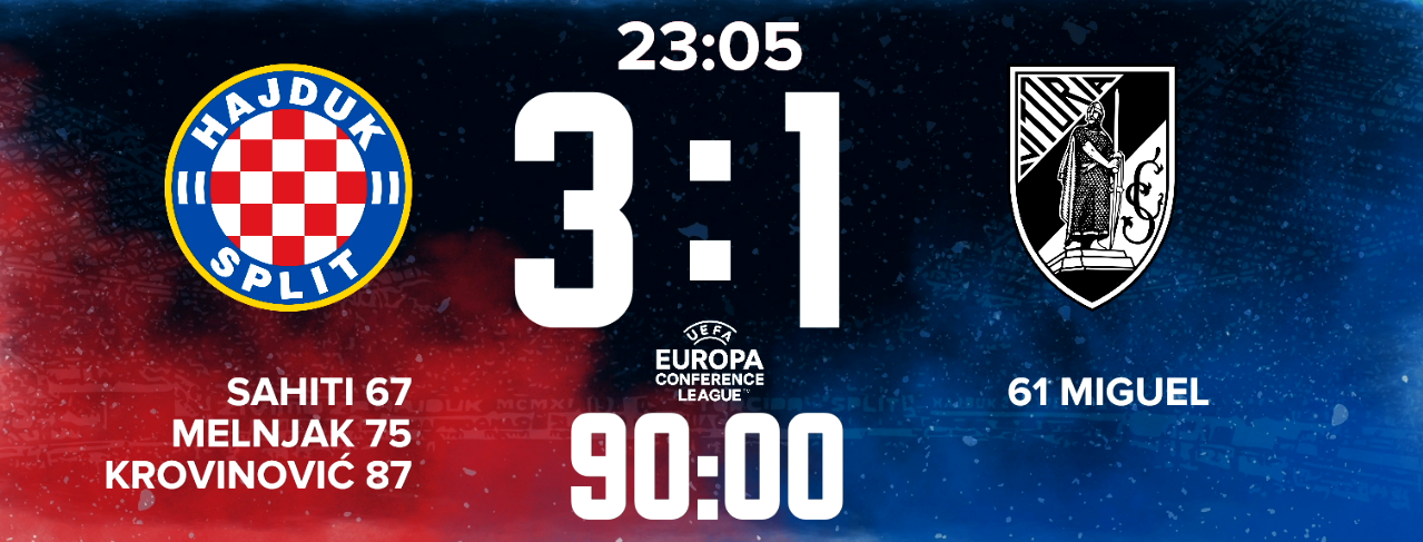 Prekrasna europska večer na Poljudu! Spektakularan preokret Hajduka, Bijeli zasluženo pobijedili i došli na korak play-offa Konferencijske lige