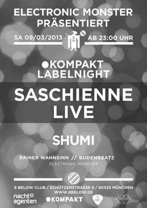 Sa, 09.03. / Kompakt Labelnight mit Saschienne live im 8 Below