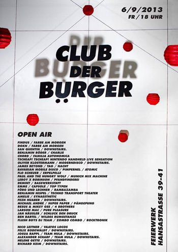Freitag, 06.09. Club der Bürger Open Air – Feierwerk