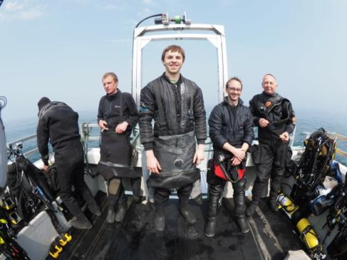 Divers on the hard boat having tested our the new trail. 