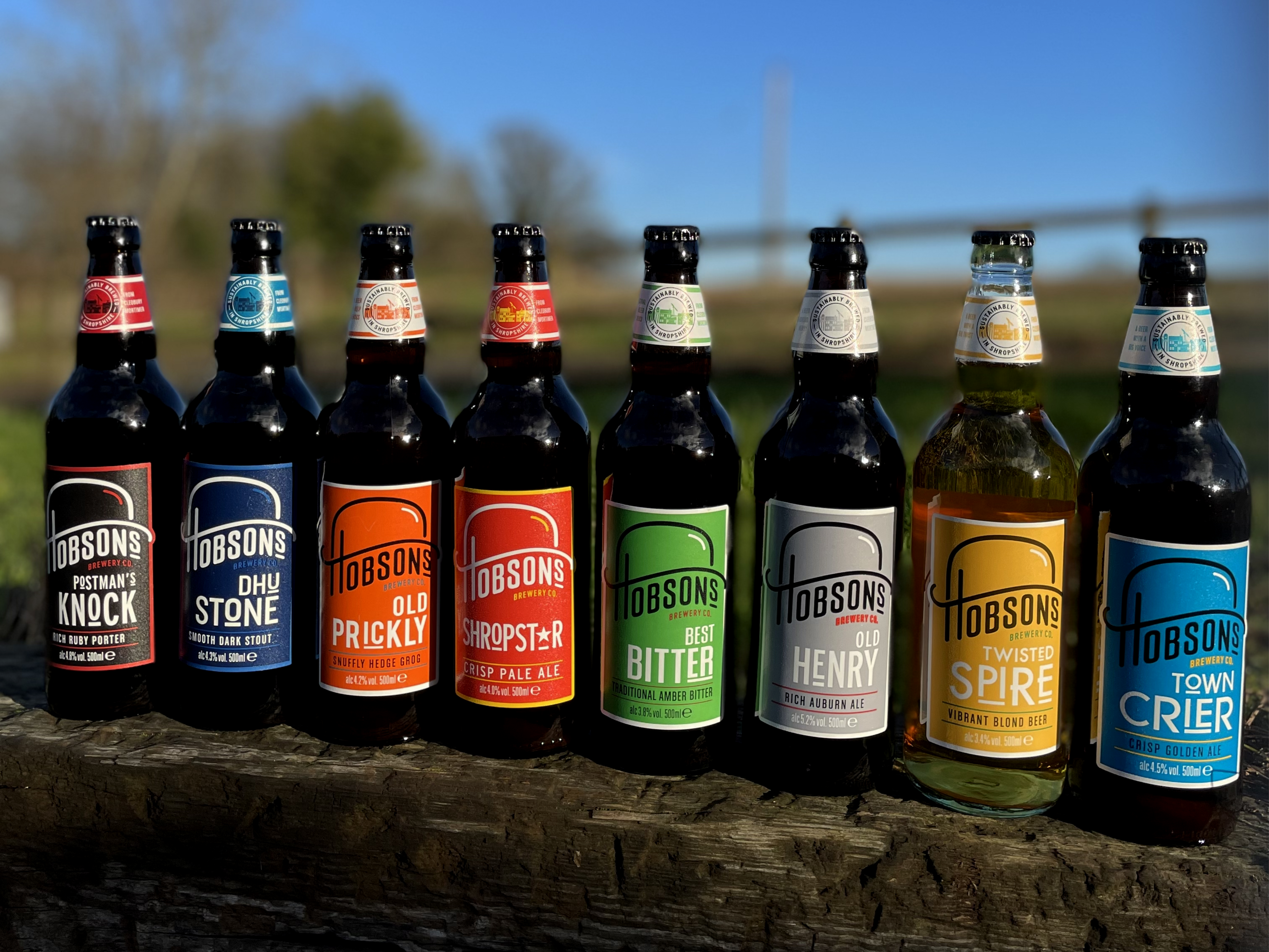 Hobsons Core bottles outside landscape
