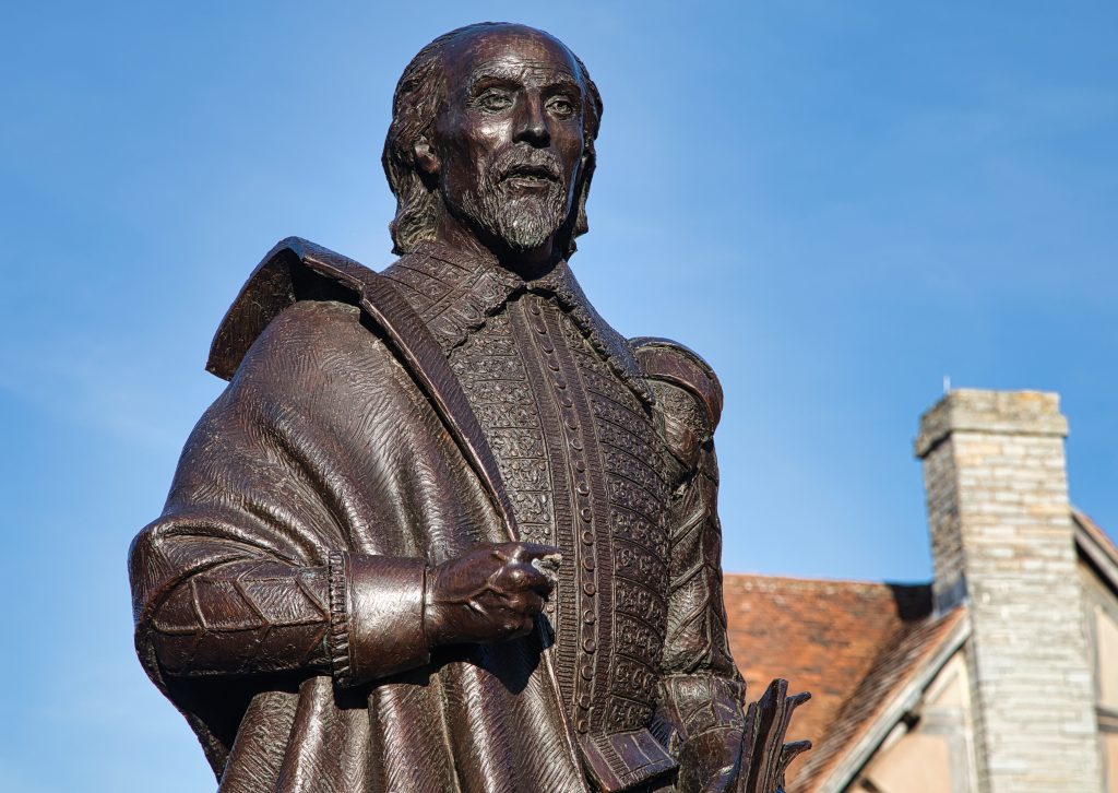 Editorial use only: William Shakespeare statue near his birthplace, Stratford-upon-Avon. Taken on 02-Feb-2025 1 shakespeare2030225