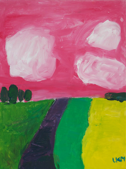 roze lucht schilderij