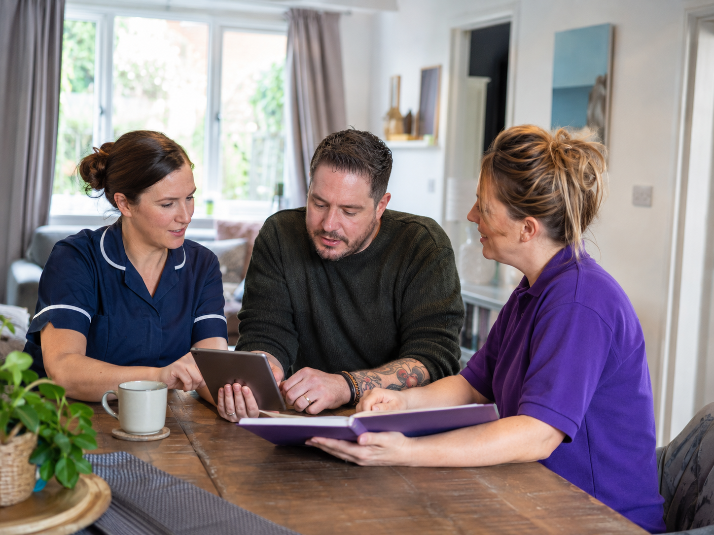 Collaborative review of an agreed care plan at home