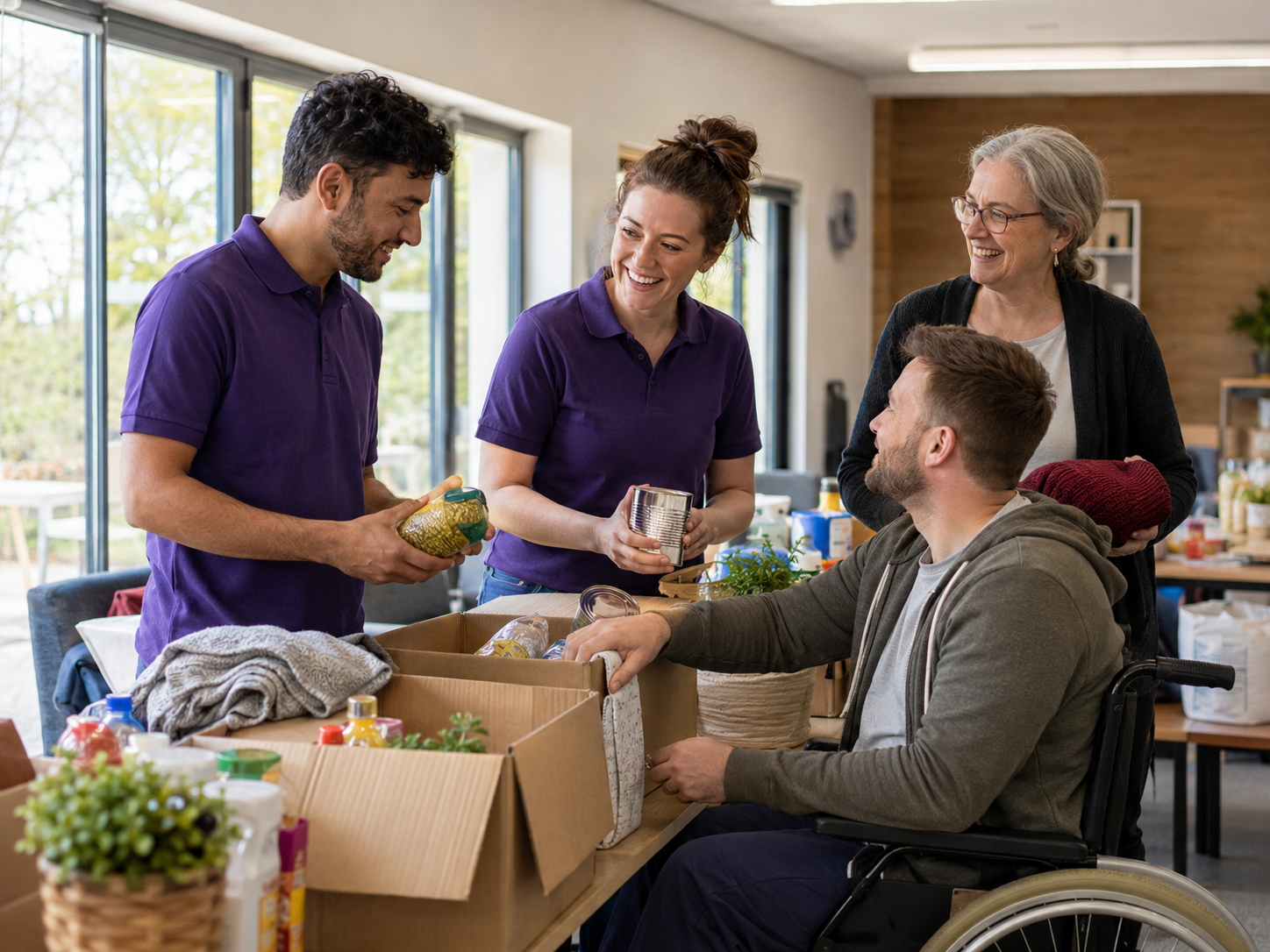 Adults working together on an inclusive community activity