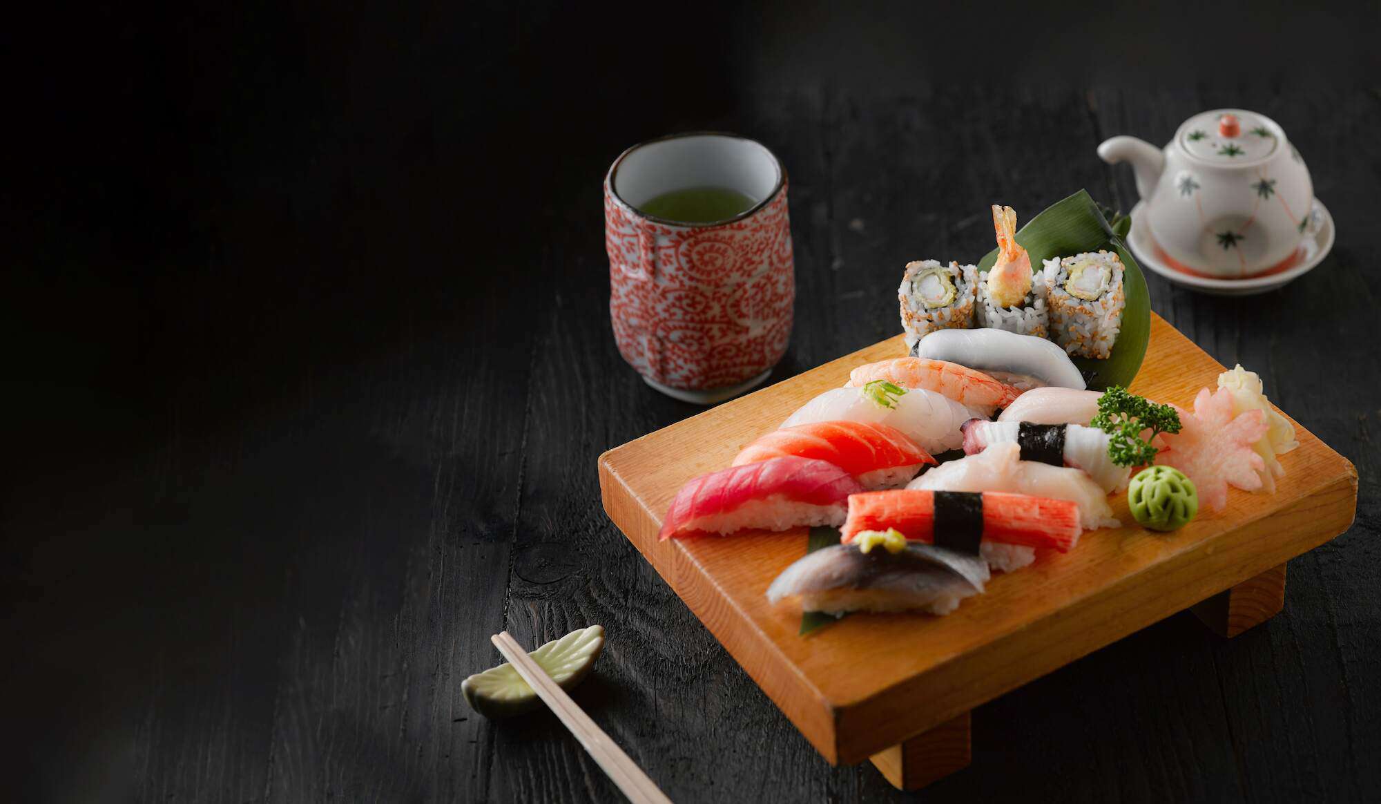 sushi har många tillbehör