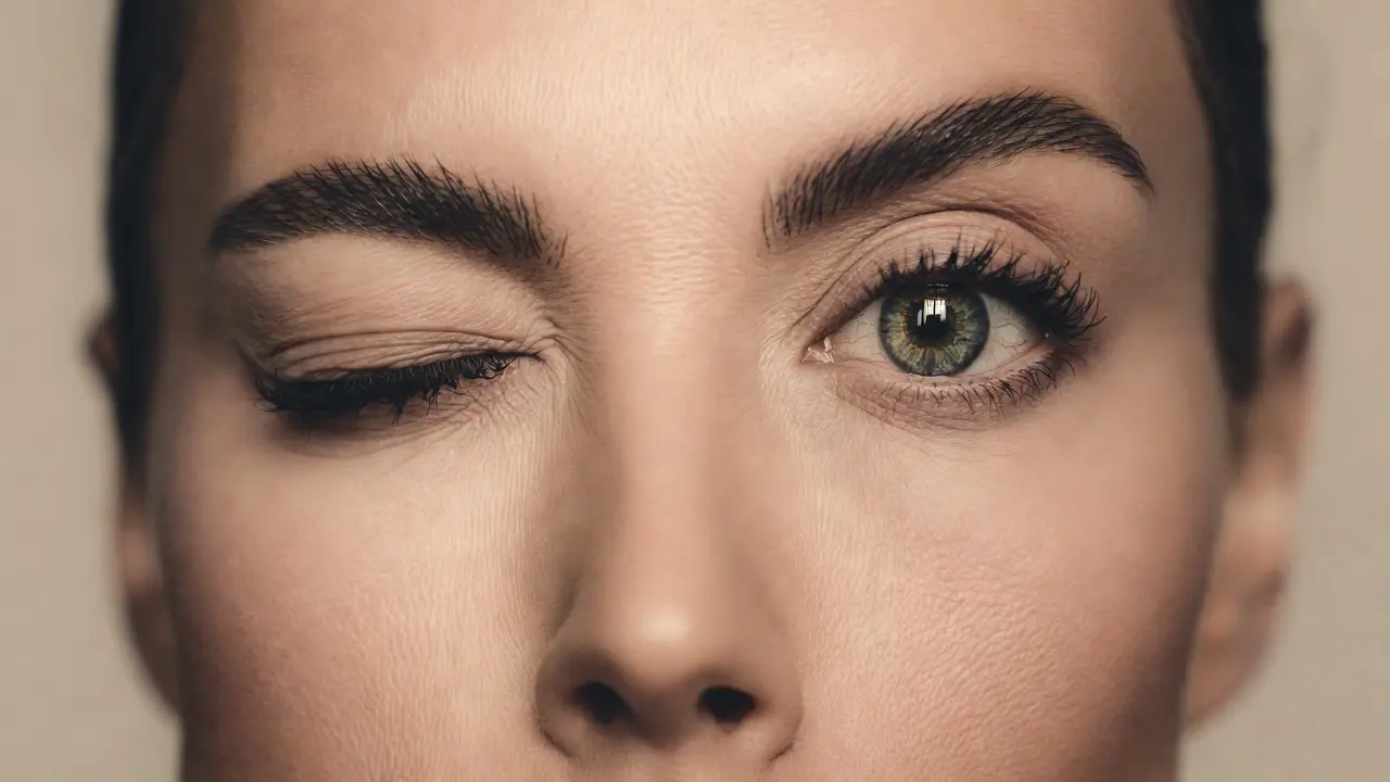 Subtle eye blinking captured mid-blink illustrating blinking patterns in communication